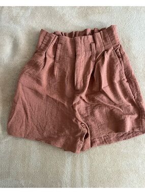 Linen-Blend Women's Shorts in Dusty Rose